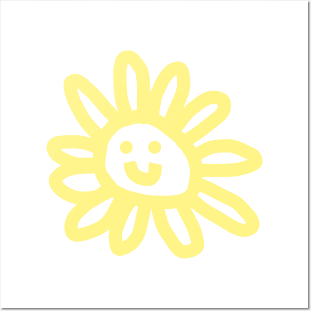 Yellow Daisy Flower Smiley Face Wall Art by ellenhenryart